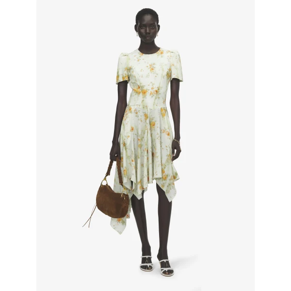 Alexander McQueen Silk Floral Print Dress - Dresses - British Luxury Tailoring at Luxury Shoes 