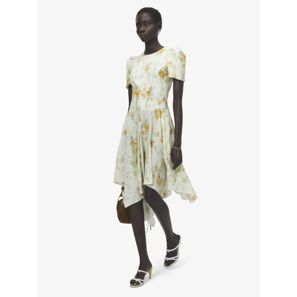 Alexander McQueen Silk Floral Print Dress - Dresses - British Luxury Tailoring at Luxury Shoes 