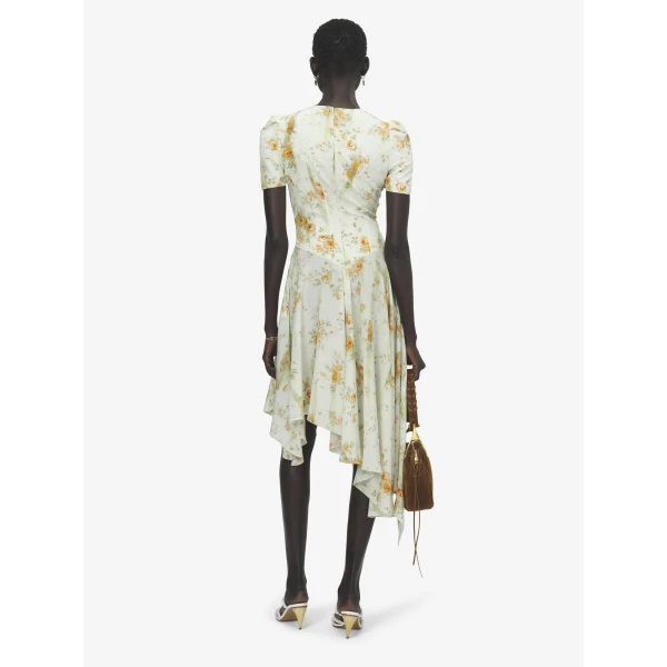 Alexander McQueen Silk Floral Print Dress - Dresses - British Luxury Tailoring at Luxury Shoes 