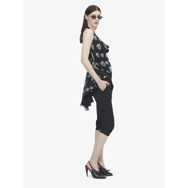 Alexander McQueen Skull Print Asymmetric Top - Tops - British Luxury Tailoring at Luxury Shoes 