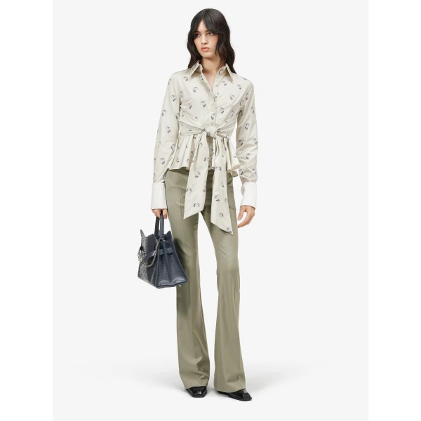 Alexander McQueen Taffeta Rose Jacquard Self-tie Shirt - Tops - British Luxury Tailoring at Luxury Shoes 