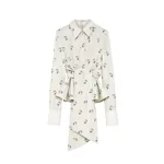 Alexander McQueen Taffeta Rose Jacquard Self-tie Shirt - Tops - British Luxury Tailoring at Luxury Shoes 