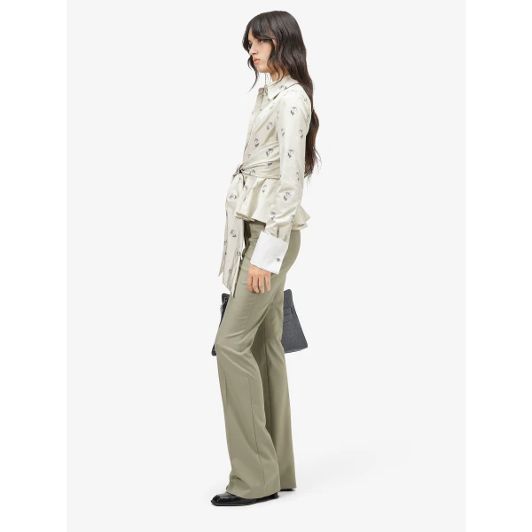 Alexander McQueen Taffeta Rose Jacquard Self-tie Shirt - Tops - British Luxury Tailoring at Luxury Shoes 