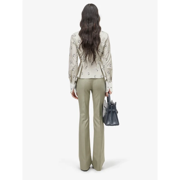 Alexander McQueen Taffeta Rose Jacquard Self-tie Shirt - Tops - British Luxury Tailoring at Luxury Shoes 