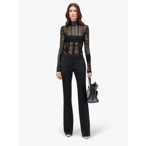 Alexander McQueen Viscose Knit Lace Top - Knitwear - British Luxury Tailoring at Luxury Shoes 