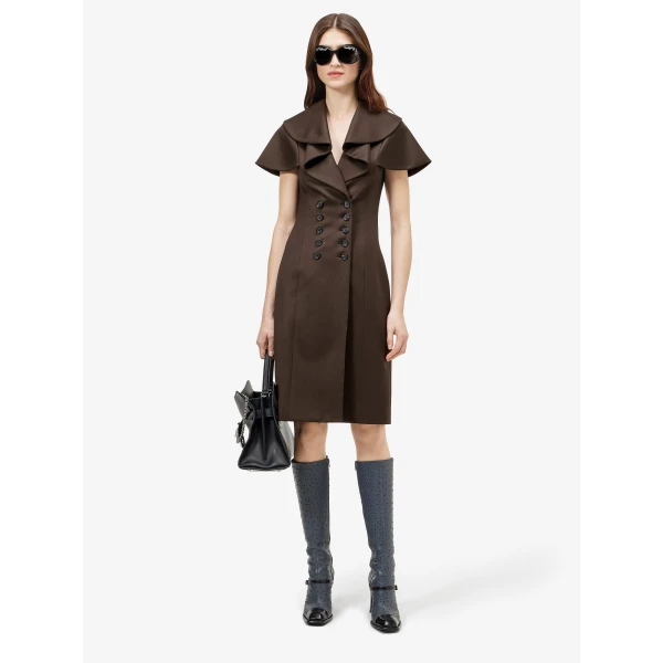 Alexander McQueen Waterfall Collar Double-breasted Dress - Dresses - British Luxury Tailoring at Luxury Shoes 