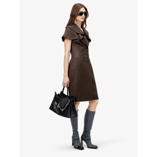 Alexander McQueen Waterfall Collar Double-breasted Dress - Dresses - British Luxury Tailoring at Luxury Shoes 