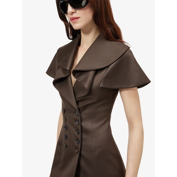 Alexander McQueen Waterfall Collar Double-breasted Dress - Dresses - British Luxury Tailoring at Luxury Shoes 