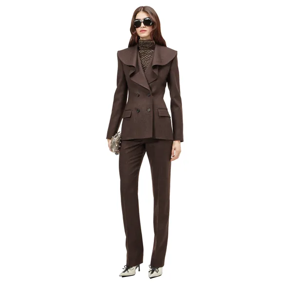 Alexander McQueen Waterfall Collar Double-breasted Jacket - Jackets - British Luxury Tailoring at Luxury Shoes 