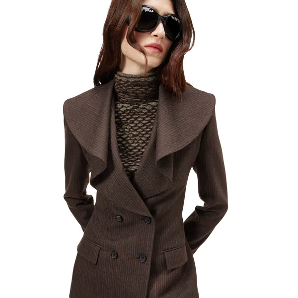 Alexander McQueen Waterfall Collar Double-breasted Jacket - Jackets - British Luxury Tailoring at Luxury Shoes 