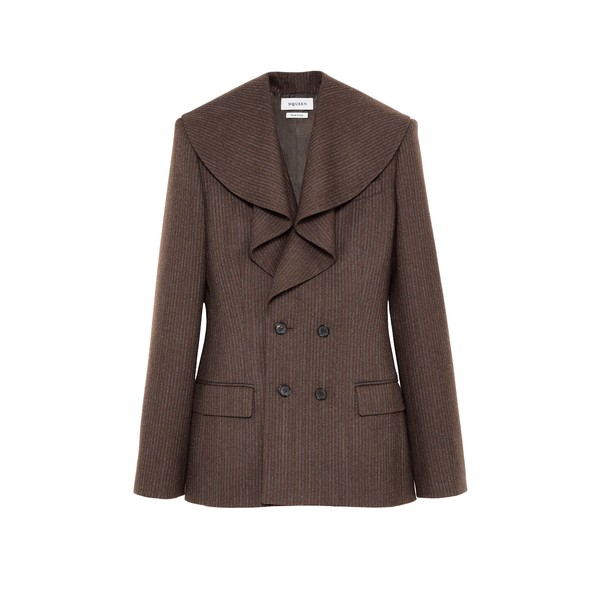 Alexander McQueen Waterfall Collar Double-breasted Jacket - Jackets - British Luxury Tailoring at Luxury Shoes 