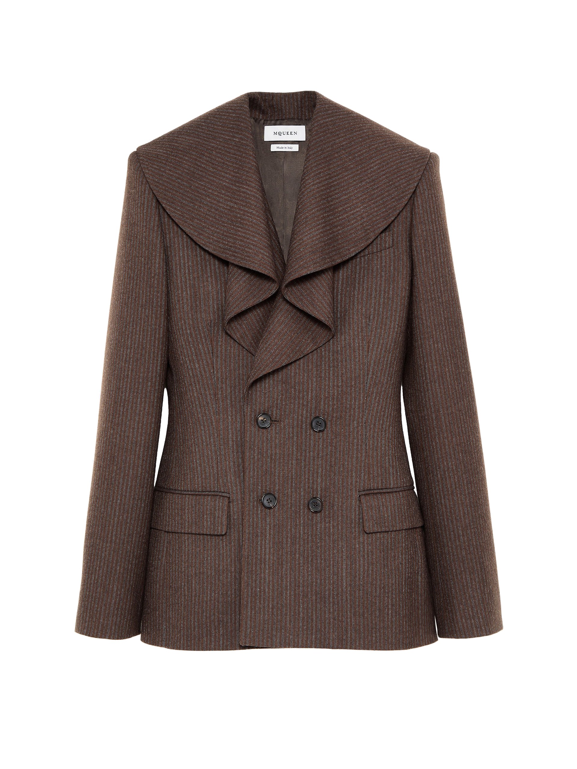Alexander McQueen Waterfall Collar Double-breasted Jacket - Jackets - British Luxury Tailoring at Luxury Shoes Alexander McQueen Waterfall Collar Double-breasted Jacket - Jackets - British Luxury Tailoring at Luxury Shoes
