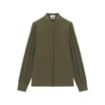 Alexander McQueen Wishbone Silk Shirt in Green - Tops - British Luxury Tailoring at Luxury Shoes 