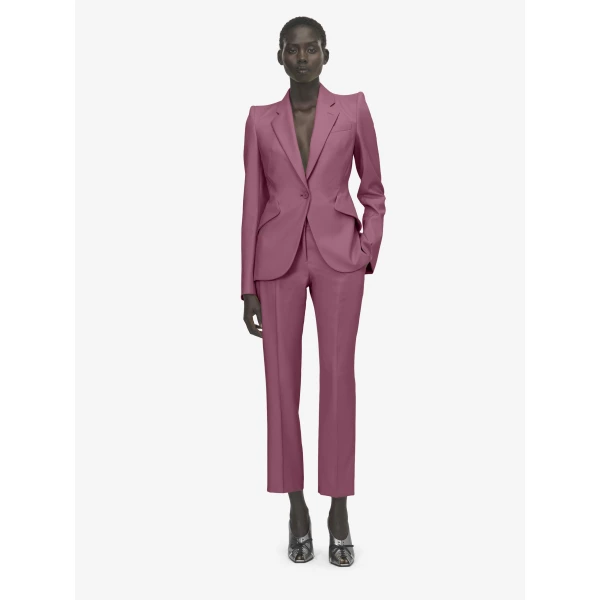 Alexander McQueen Wool Gabardine Cigarette Trousers in Pink - Pants - British Luxury Tailoring at Luxury Shoes 