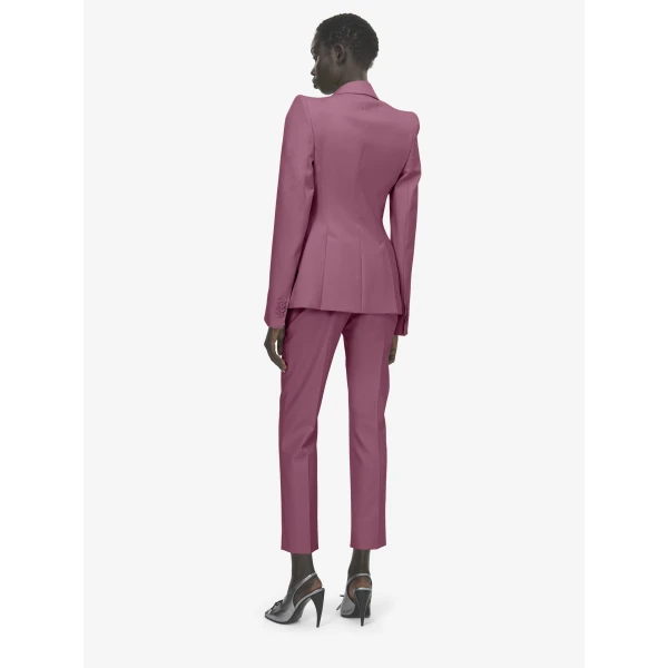 Alexander McQueen Wool Gabardine Cigarette Trousers in Pink - Pants - British Luxury Tailoring at Luxury Shoes 