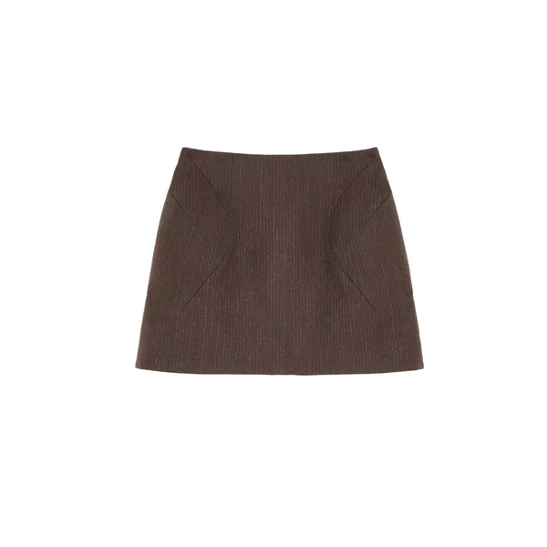 Wool Pinstripe Mini Skirt
