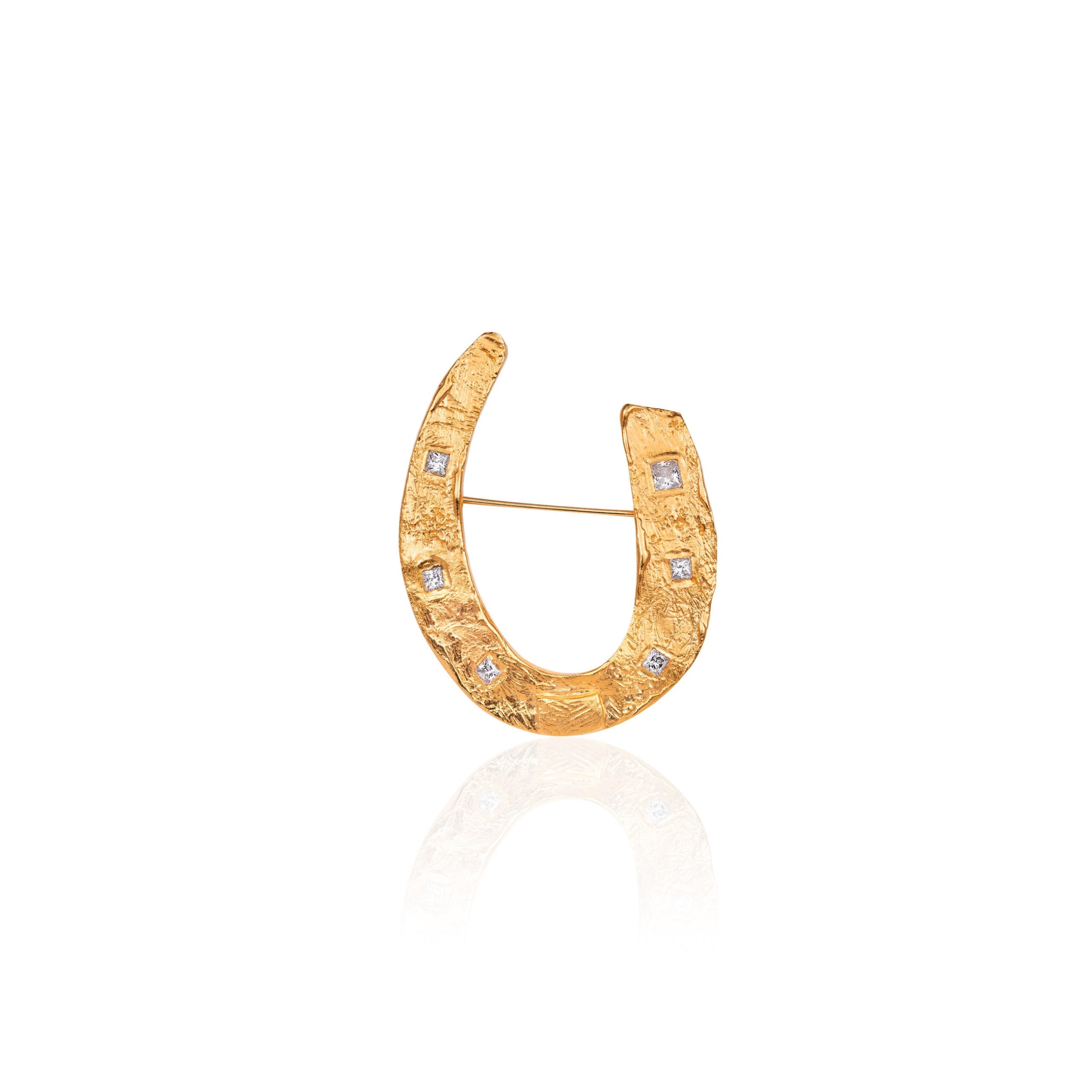 Alexandra Hakim Golden Horseshoe Brooch in Gold | Buy Brooches & Pins at Luxury Shoes Alexandra Hakim Golden Horseshoe Brooch