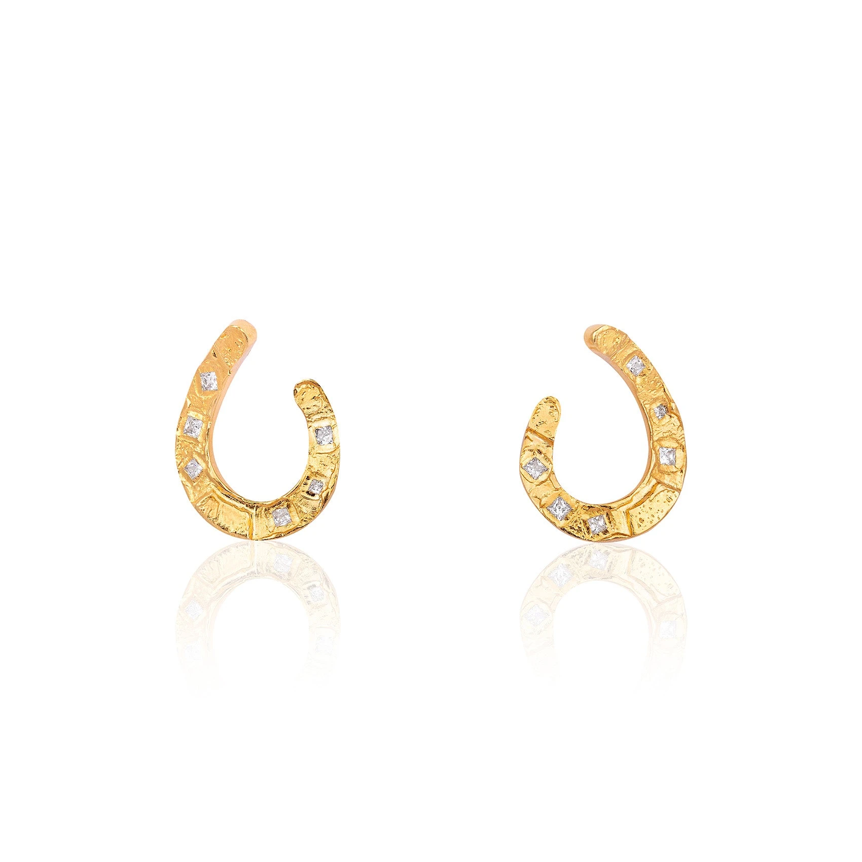 Alexandra Hakim Golden Horseshoe Earrings in Gold | Buy Earrings at Luxury Shoes Alexandra Hakim Golden Horseshoe Earrings