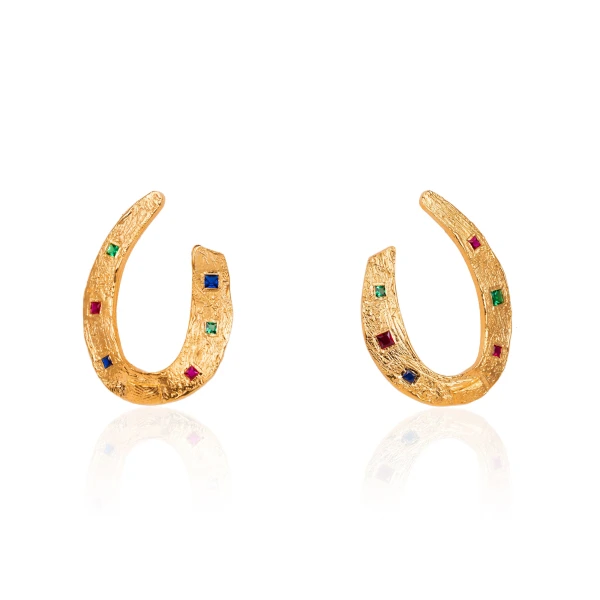 Alexandra Hakim Large Golden Horseshoe Earrings