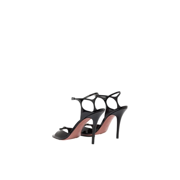 Amina Muaddi Adut Sandal 105 in Black Patent, view 5