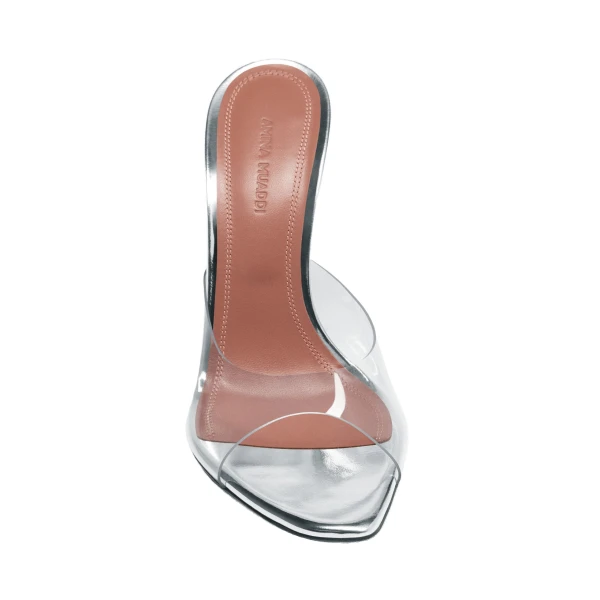 Amina Muaddi Alexa Glass Slipper 105 in Transparent PVC, view 2