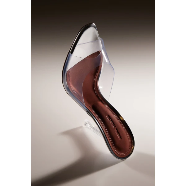 Amina Muaddi Alexa Glass Slipper 105 in Transparent PVC, view 4