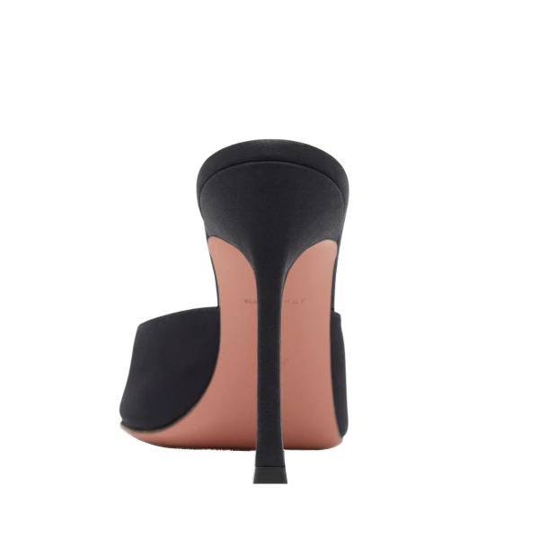Amina Muaddi Alexa Slipper 105 in Black Satin, view 3
