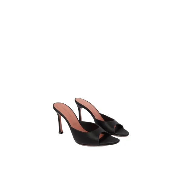 Amina Muaddi Alexa Slipper 95 in Black Satin, view 4