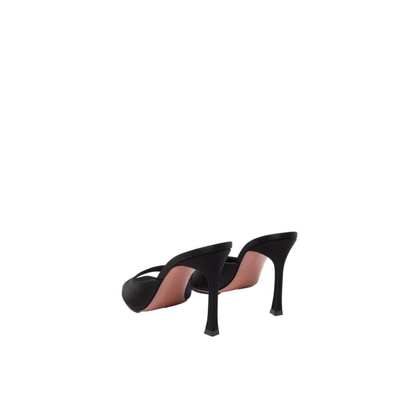 Amina Muaddi Alexa Slipper 95 in Black Satin, view 5