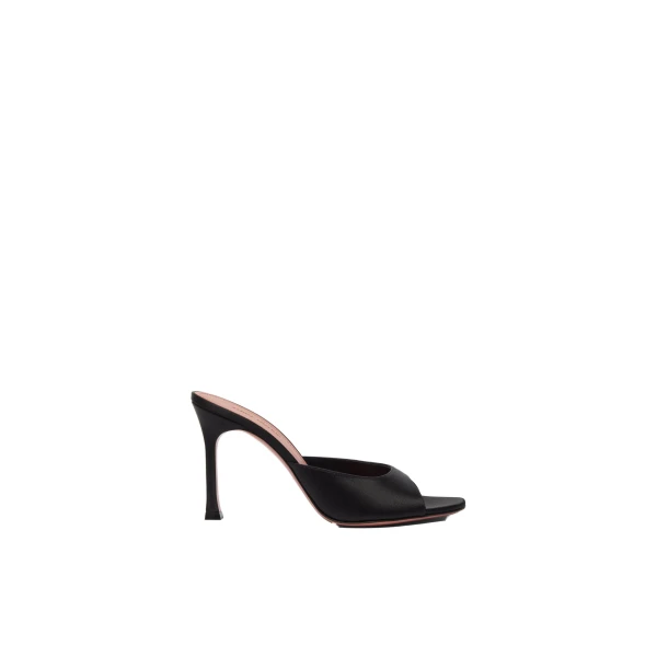 Amina Muaddi Alexa Slipper 95 in Black Satin