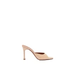 Amina Muaddi Alexa Slipper 95 in Champagne Pearly Patent