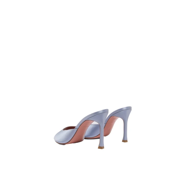 Amina Muaddi Alexa Slipper 95 in Lavender Grey Satin, view 6