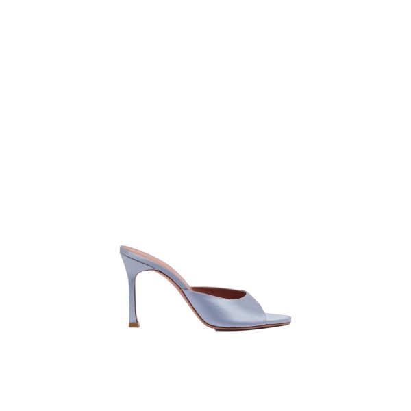 Amina Muaddi Alexa Slipper 95 in Lavender Grey Satin