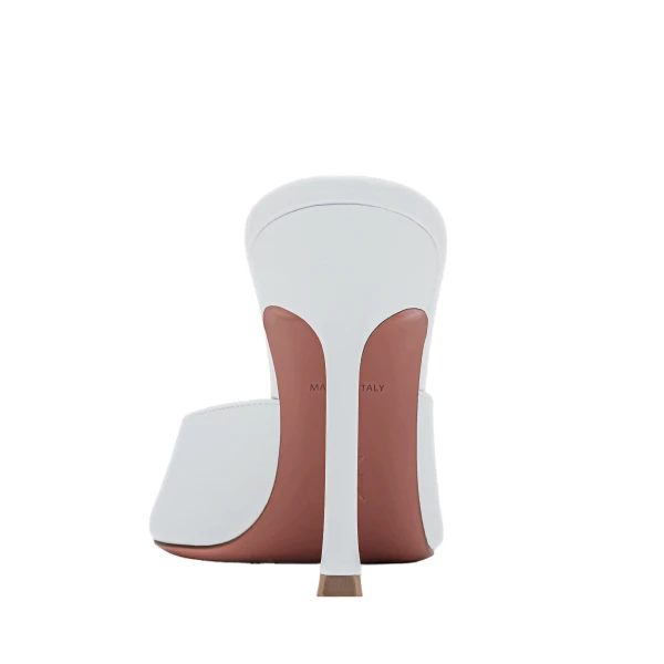 Amina Muaddi Alexa Slipper 95 in White Nappa, view 3