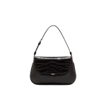 Amina Muaddi Ami Bag in Brown Shiny Croc