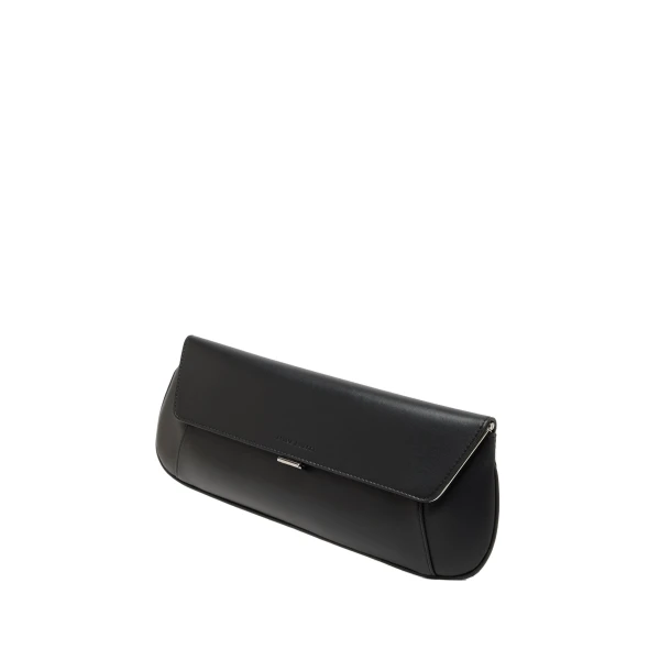 Amina Muaddi Ami Clutch in Black Nappa, view 2