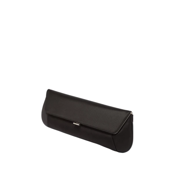 Amina Muaddi Ami Clutch in Black Satin, view 2