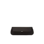 Amina Muaddi Ami Clutch in Black Satin