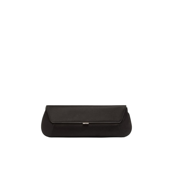 Amina Muaddi Ami Clutch in Black Satin