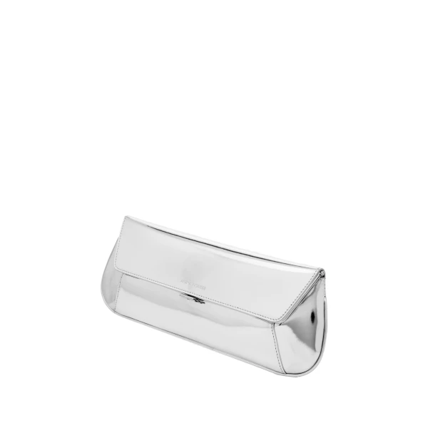 Amina Muaddi Ami Clutch in Silver Mirror, view 2