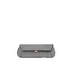 Amina Muaddi Ami Crystal Clutch in Black Satin and White Crystals