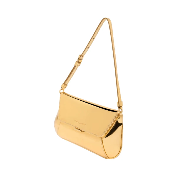Amina Muaddi Ami Mini in Gold Mirror and Gold Hardware, view 2