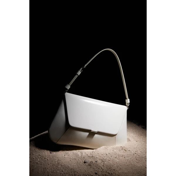 Amina Muaddi Ami Shoulder Bag in Almond Spazzolato, view 4