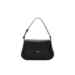 Amina Muaddi Ami Shoulder Bag in Black Spazzolato