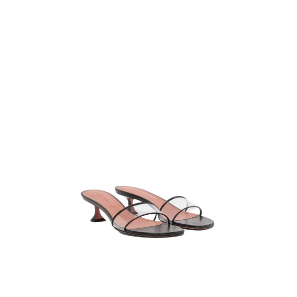 Amina Muaddi Andreea Glass Slipper 45 in Black Nappa and Transparent PVC, view 4