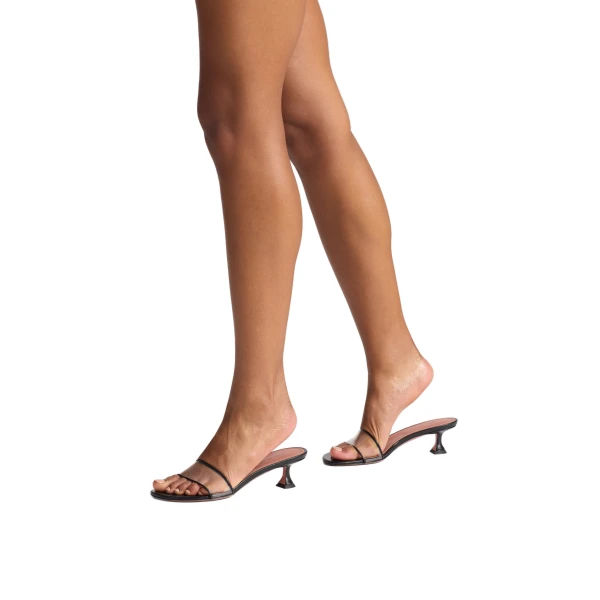Amina Muaddi Andreea Glass Slipper 45 in Black Nappa and Transparent PVC, view 6