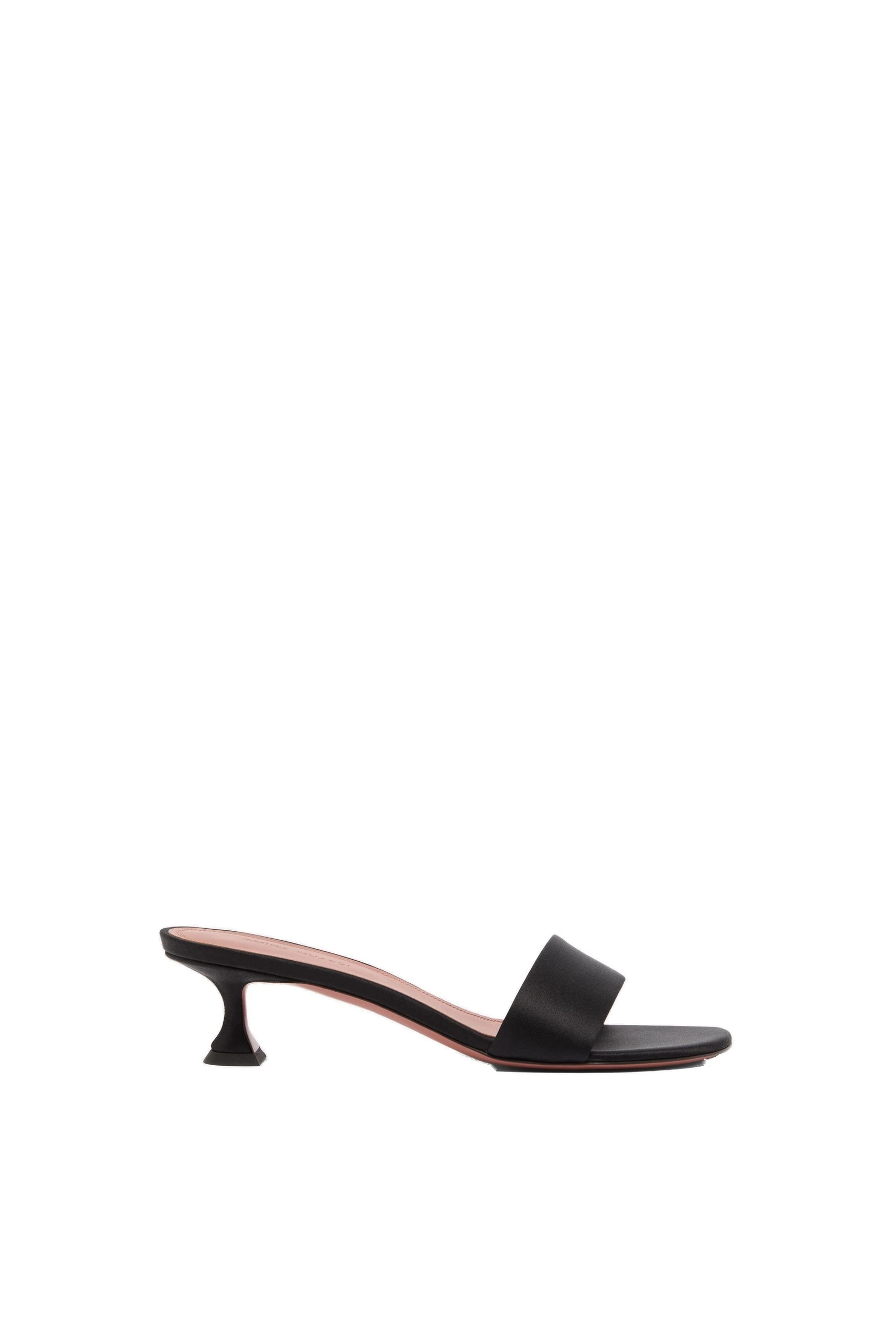 Amina Muaddi Andreea Slipper 45 in Black Satin | Luxury Shoes Amina Muaddi Andreea Slipper 45 in Black Satin