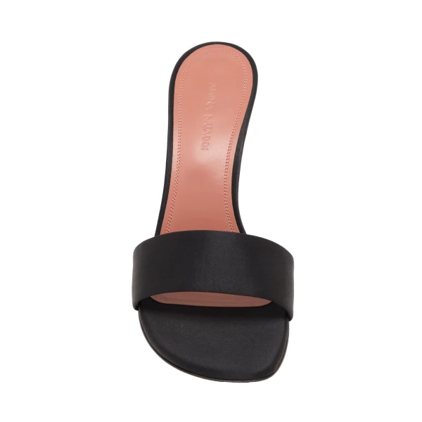 Amina Muaddi Andreea Slipper 95 in Black Satin, view 2
