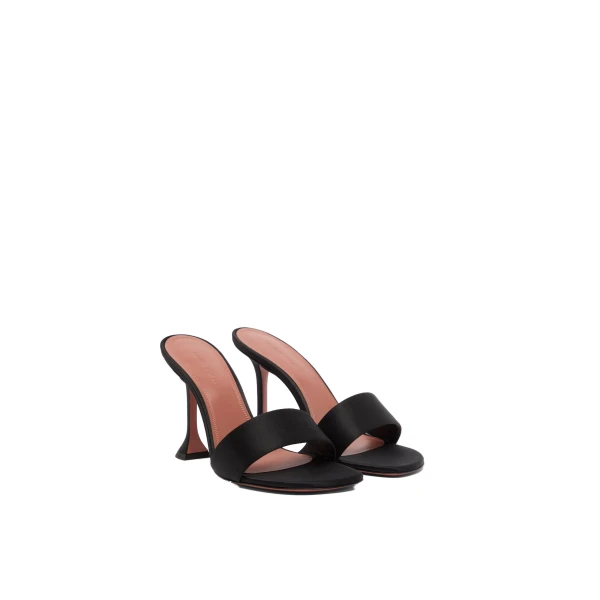 Amina Muaddi Andreea Slipper 95 in Black Satin, view 4