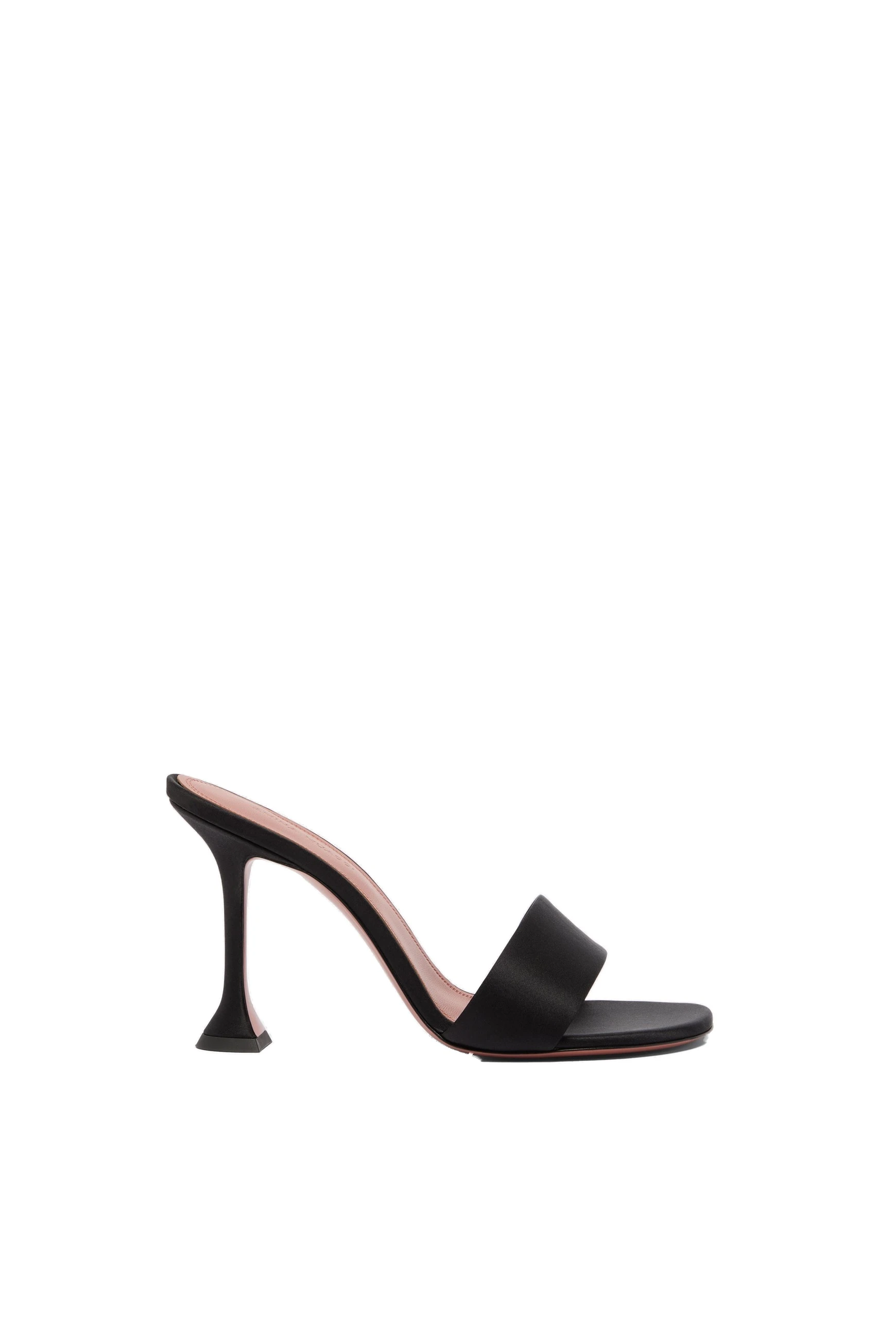 Amina Muaddi Andreea Slipper 95 in Black Satin | Luxury Shoes Amina Muaddi Andreea Slipper 95 in Black Satin
